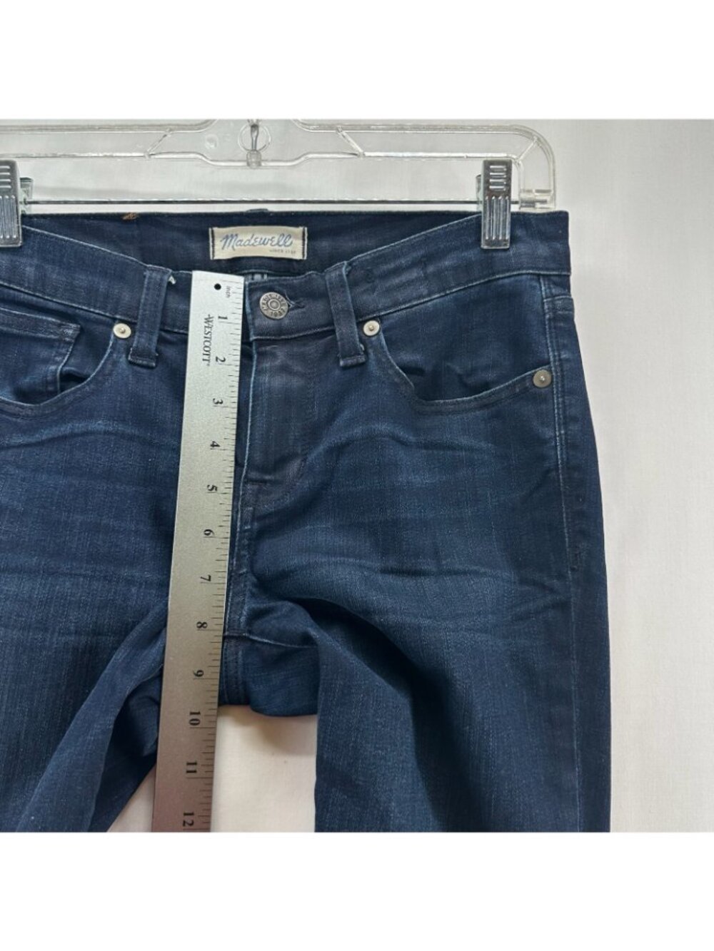 Madewell Skinny Skinny Ankle Zip Jeans Womens 26 Low Rise Stretch Dark Wash Blue - Picture 8 of 13